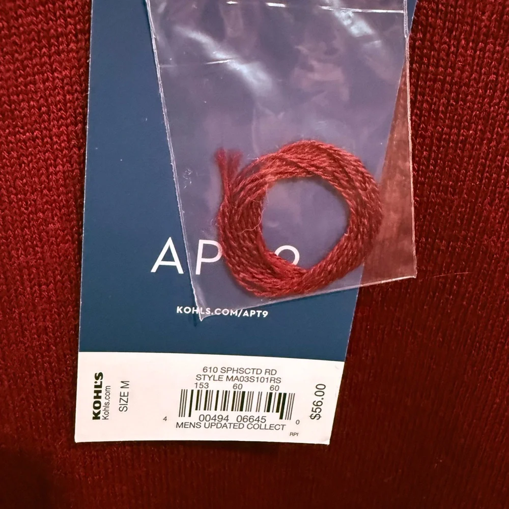 NWT APT 9 Men's MED V-neck Sweater Rust Lightweight. Great to dress up or down